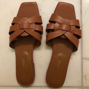Saint Laurent Tribute Woven Leather Slides